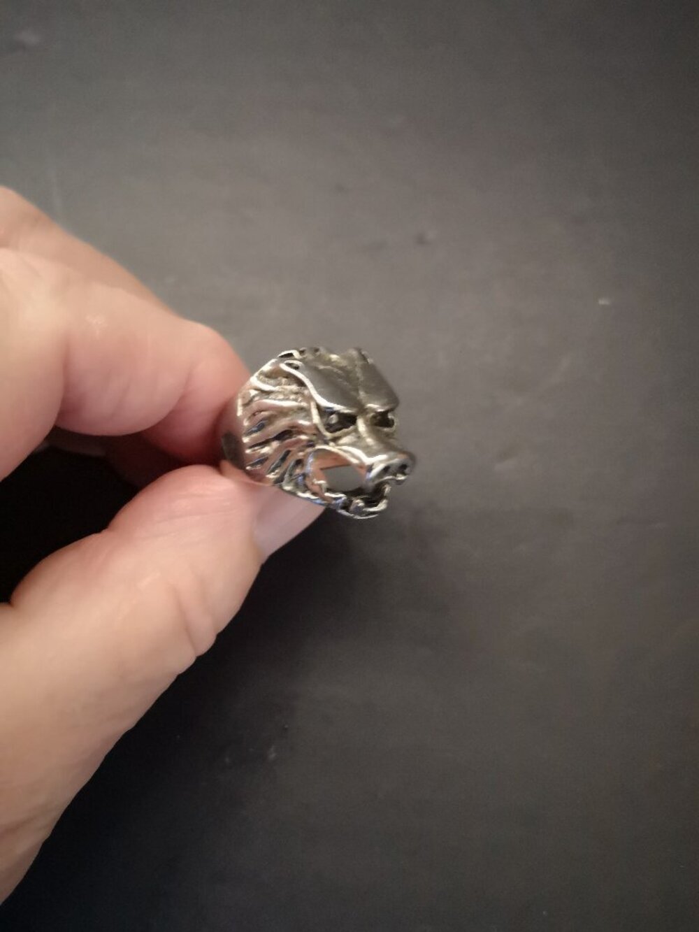 Men's Size 9 Stainless Steel Metal Jaguar Chunky Ring Goth Biker Streetwear